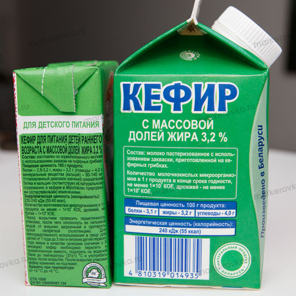 Требования к расположению информации о пищевом продукте